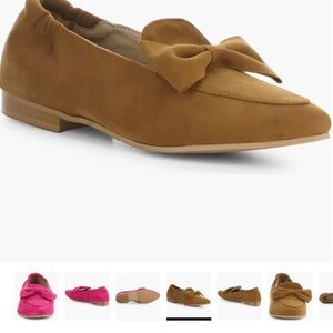 Elegant Women's Loafers with Bow in Brown and Pink